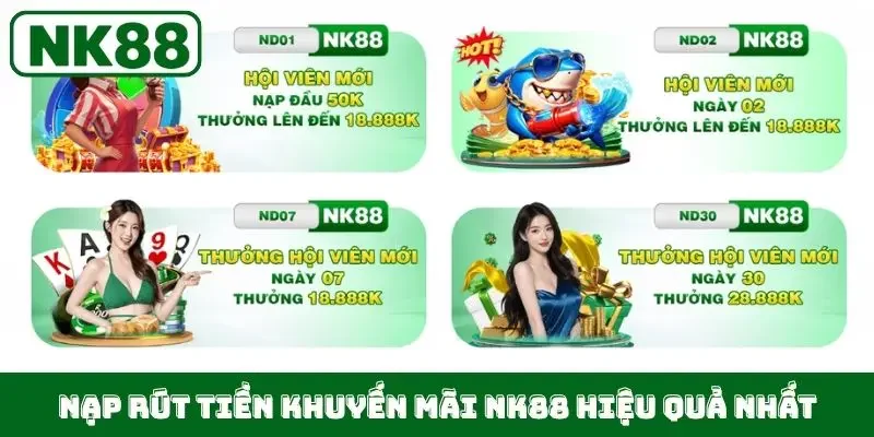 Nạp rút tiền khuyến mãi NK88 hiệu quả nhất