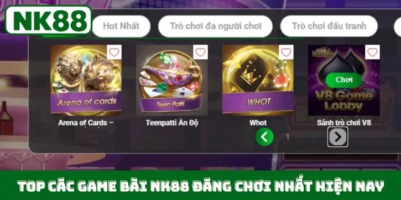 Top các game bài NK88 đáng chơi nhất hiện nay